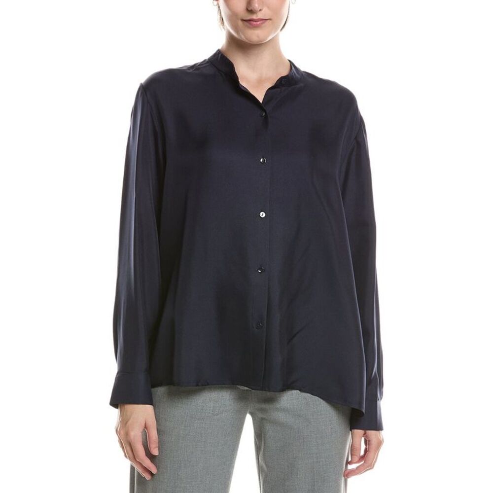 Eileen Fisher Womens  Silk Twill Top, Navy